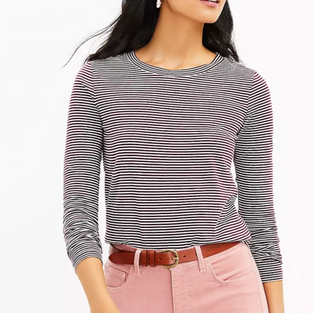 Loft Small Striped Long Sleeve Everyday Tee